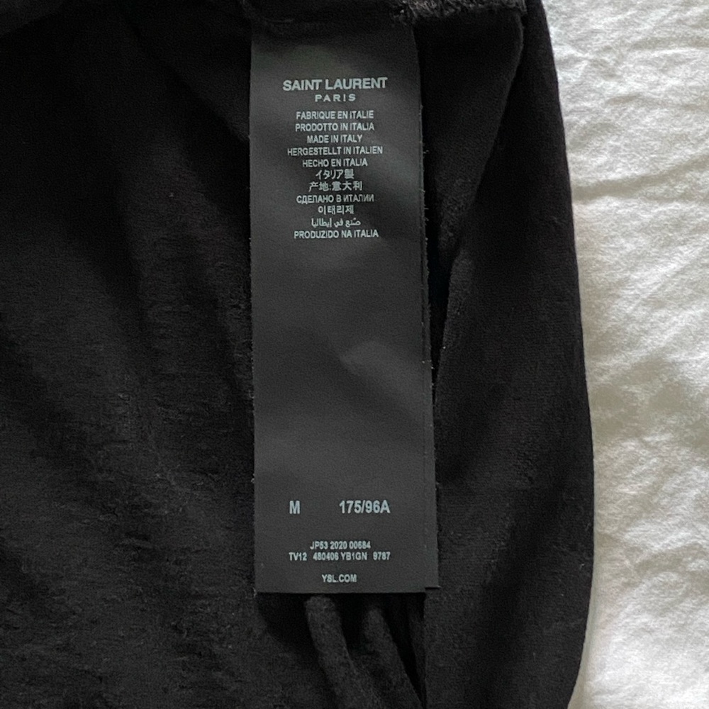 Saint Laurent Black T-Shirt with White Script Logo - Picture 4 of 5